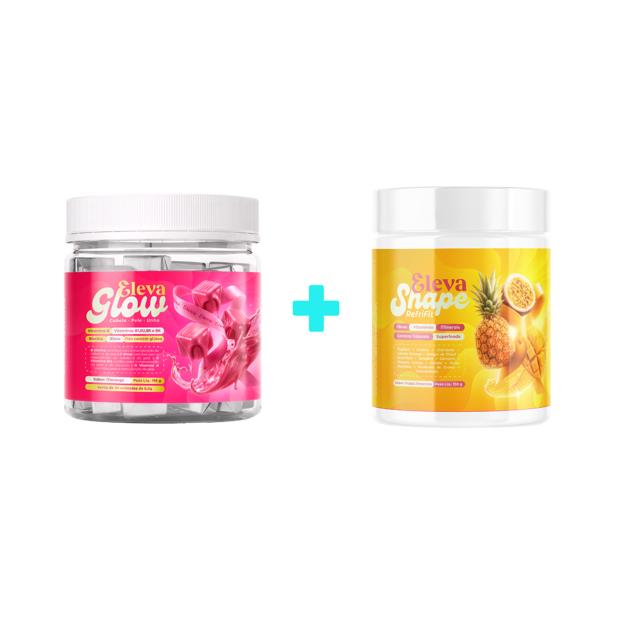Combo Eleva Shape Refrifit Sabo Frutas Amarelas + Eleva Glow