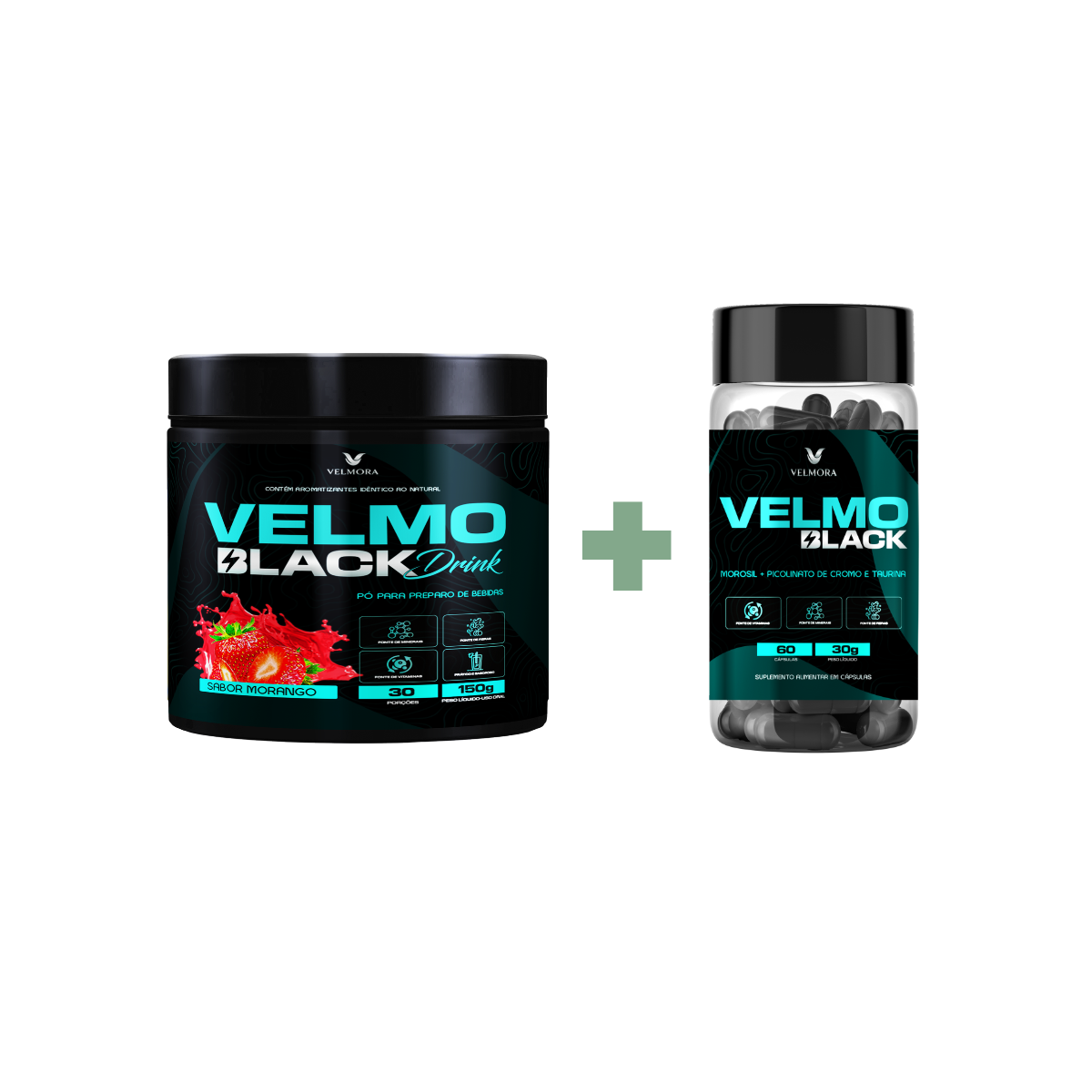 COMBO - 1 Velmo Black Morango + 1 Velmo Black Caps
