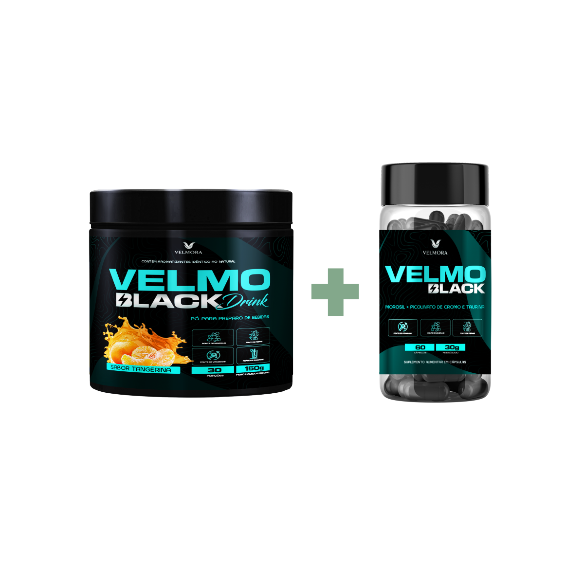 COMBO - ⁠1 Velmo Black Tangerina + 1 Velmo Black Caps